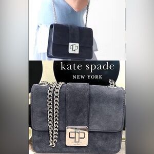 NWT♠️Kate Spade blue Suede Chain Shoulder mini flap Bag
